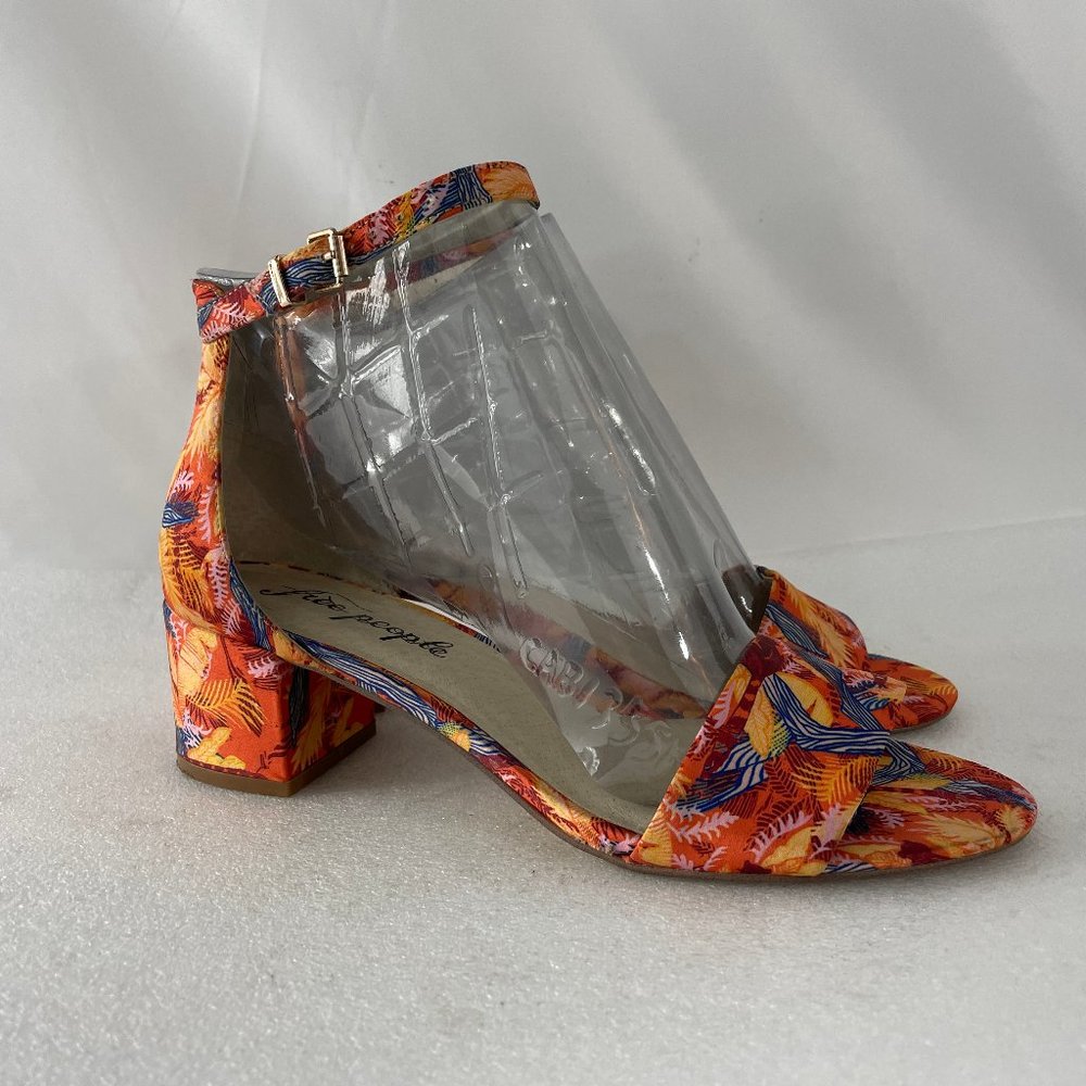 Free People Floral Block Heel Ankle Strap Sandals